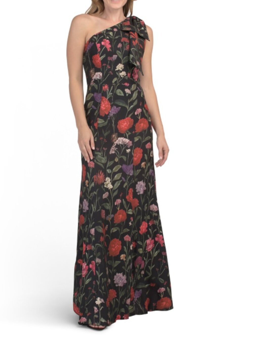 RENE BY RENE RUIZ One Shoulder Floral Mikado Gown